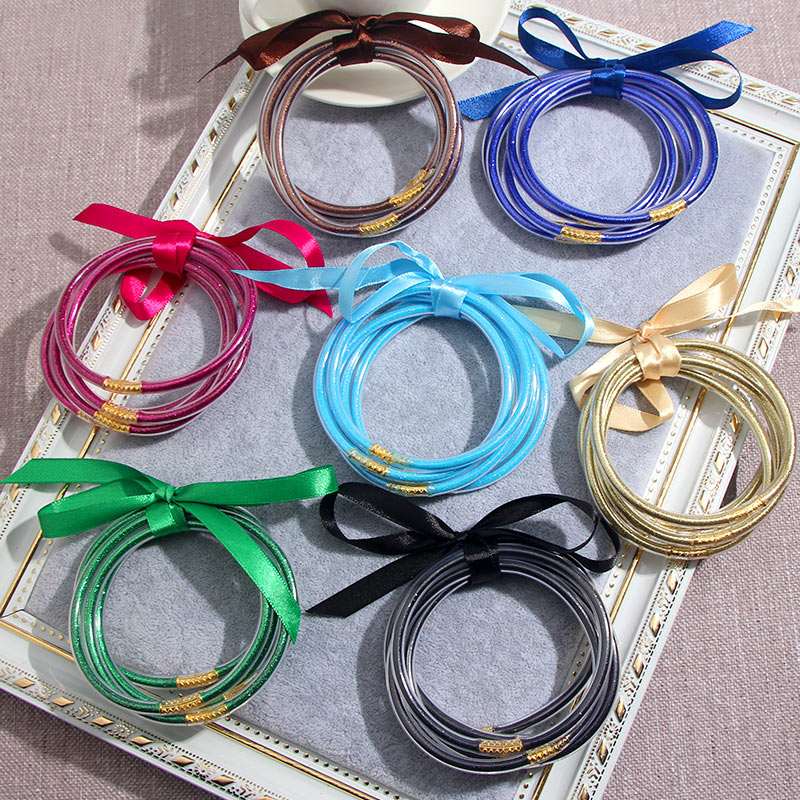 💎 Gold & Silver Glitter Bangle Set – 5 Pieces