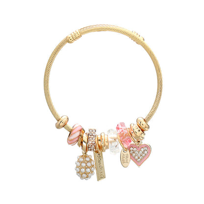 💎 Pearl Heart Pendant Bracelet