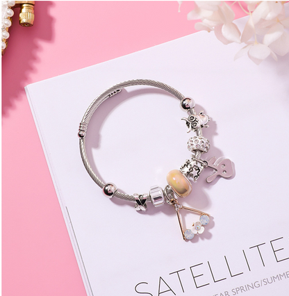 💎 Crystal Charm Bangle Bracelet