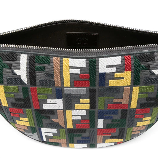 Fendi Melon Small FF Shoulder Bag with Multicolor Embroidery