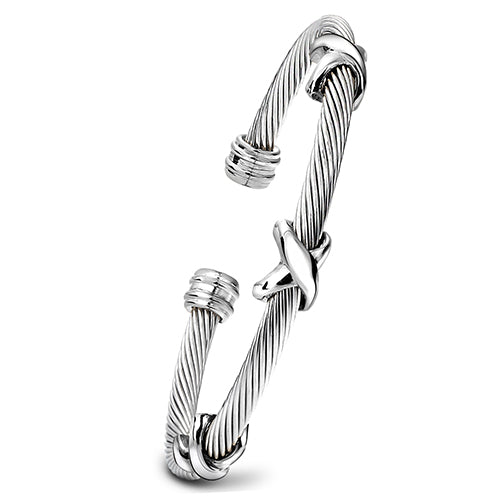💎 Silver & Gold Cable Cuff Bracelet