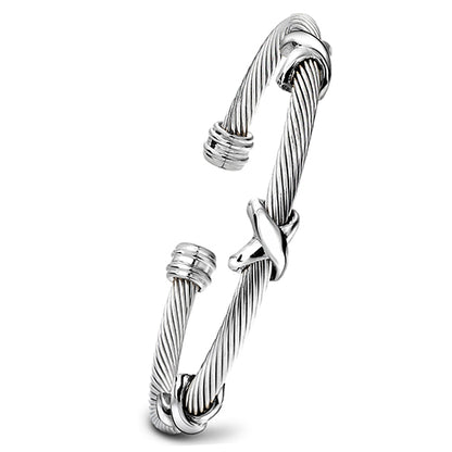 💎 Silver & Gold Cable Cuff Bracelet
