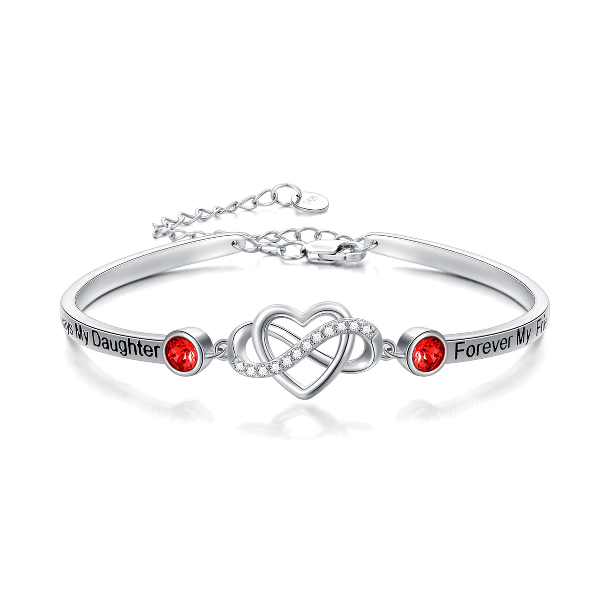 💎 Forever My Daughter Sterling Silver Heart Bracelet