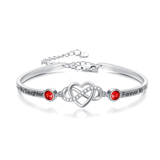 💎 Forever My Daughter Sterling Silver Heart Bracelet