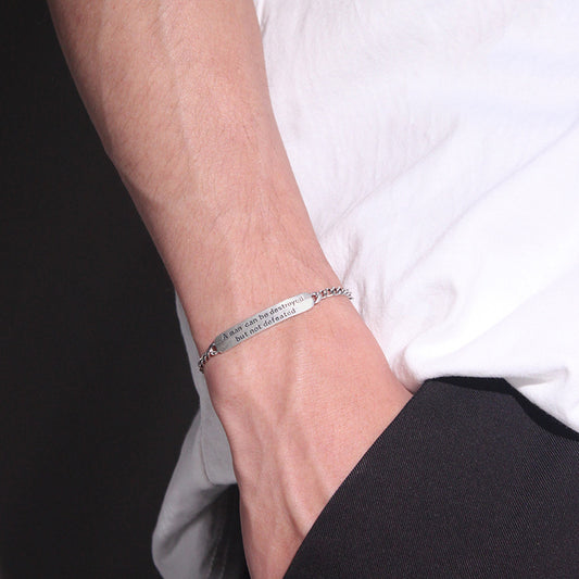 💎 Alti’s Shop Unbreakable Spirit Men’s Engraved Silver-Tone Bracelet