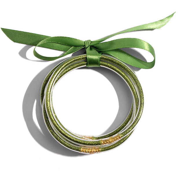 💎 Gold & Silver Glitter Bangle Set – 5 Pieces