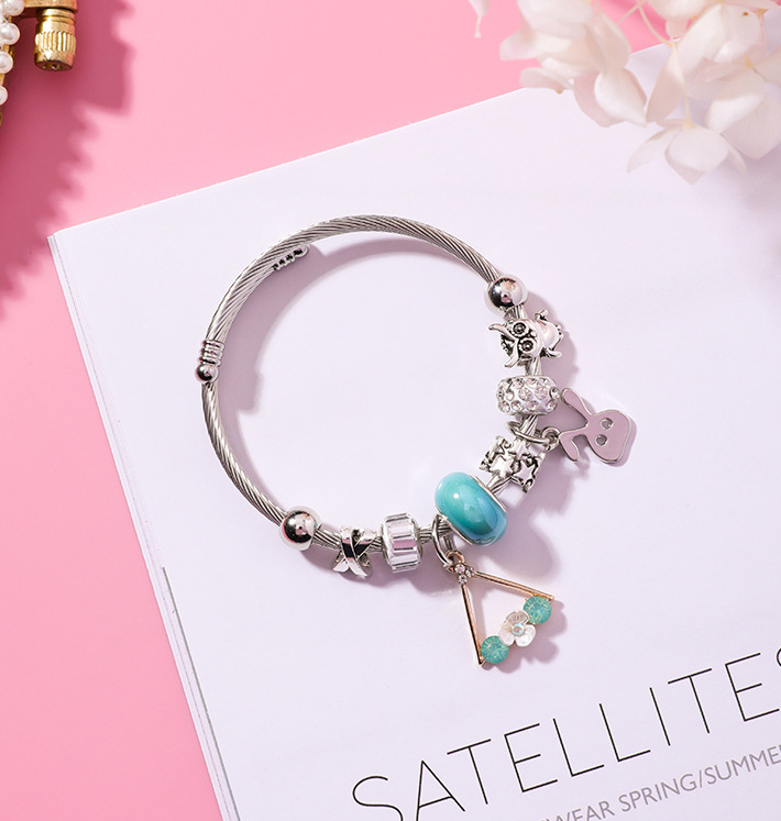💎 Crystal Charm Bangle Bracelet