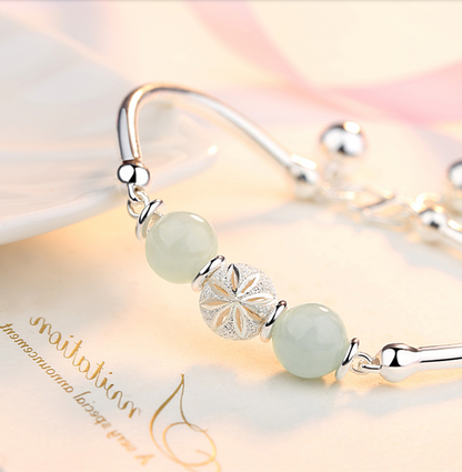💎 Jade Beaded Open Bangle