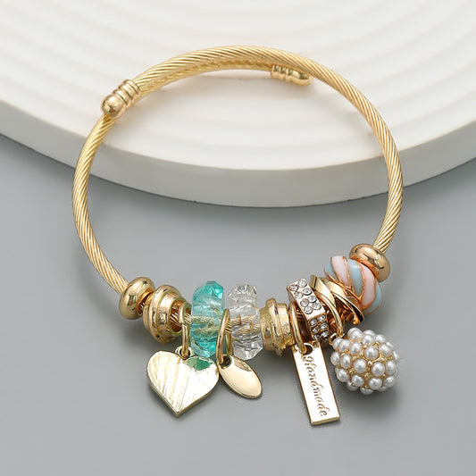 💎 Pearl Heart Pendant Bracelet