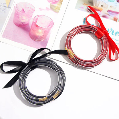 💎 Gold & Silver Glitter Bangle Set – 5 Pieces