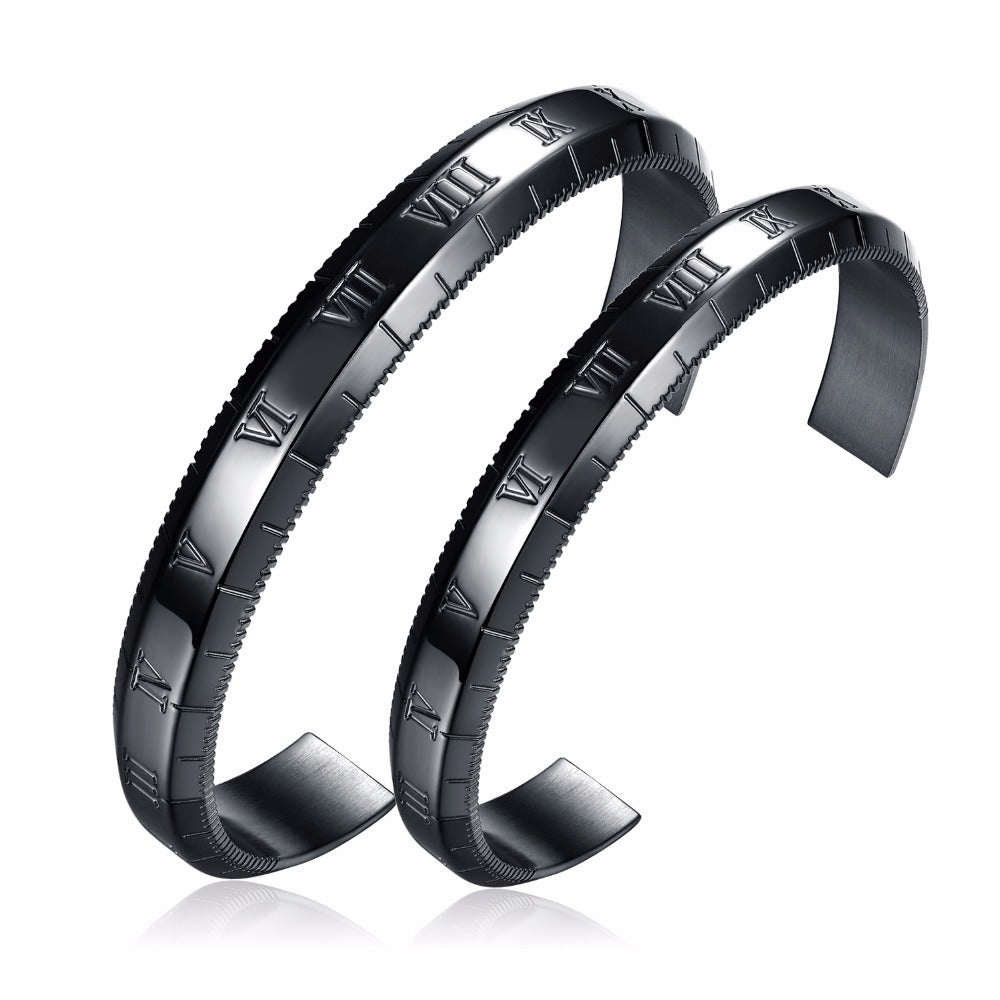 💎 Classic Roman Numeral Cuff Bracelet