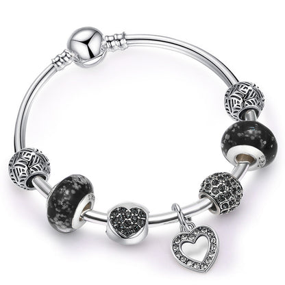 💎 Silver Heart Beaded Bracelet