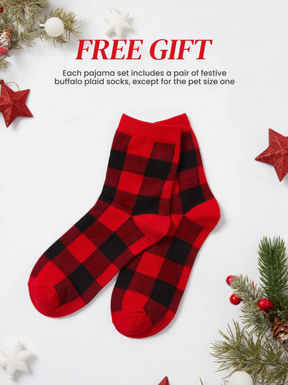 Baby Christmas Pajamas Family Matching Pjs Gifts Holiday Long Sleeve One-Piece Sleeper for Baby Shower Gift with Socks Size 12-18M