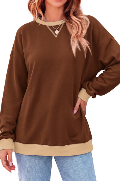 Color Block Sweatshirts for Women Crewneck Long Sleeve Oversized Pullover Tops Casual Fall Outfits