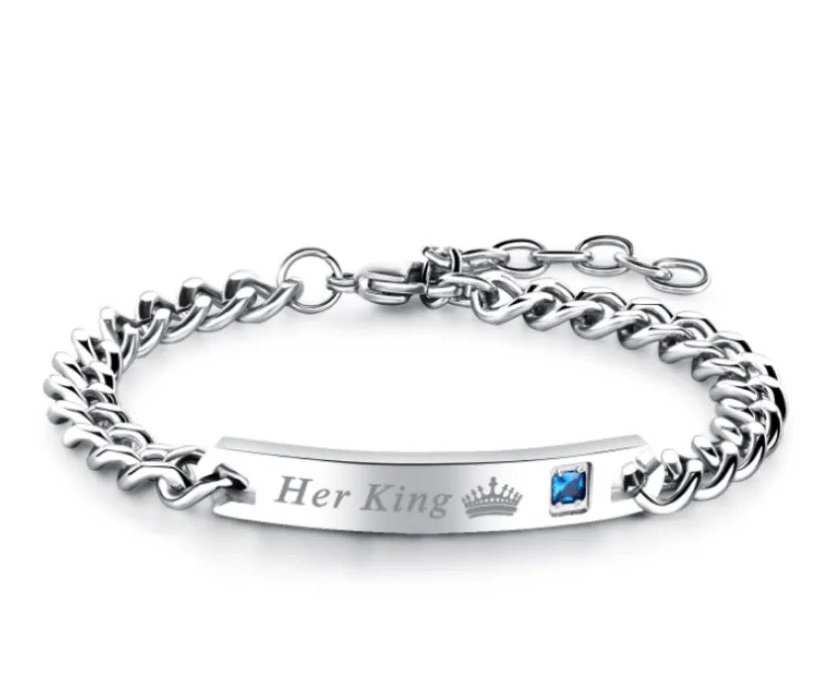 💎 Royal Heart & Crown Couples Bracelet