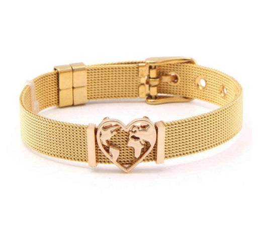 💎 World Map Stainless Steel Bracelet