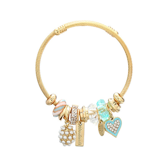 💎 Pearl Heart Pendant Bracelet