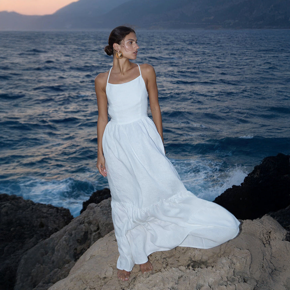 🦋 Coastal Muse Maxi Dress White