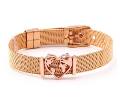 💎 World Map Stainless Steel Bracelet
