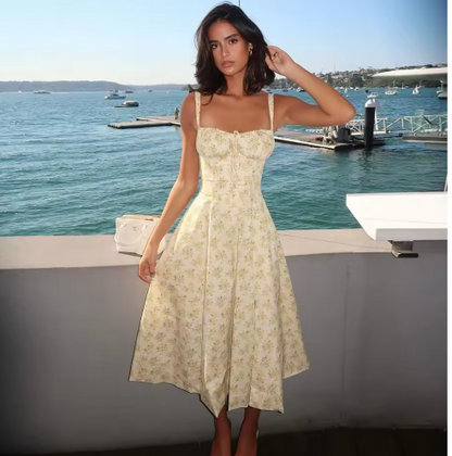 💎 Riviera Bloom Floral Midi Dress