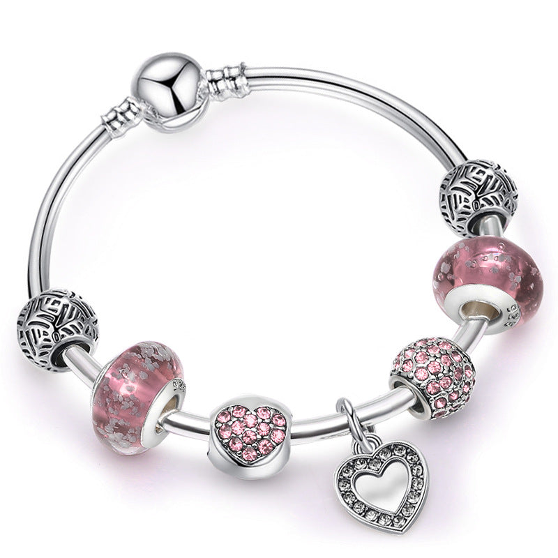 💎 Silver Heart Beaded Bracelet