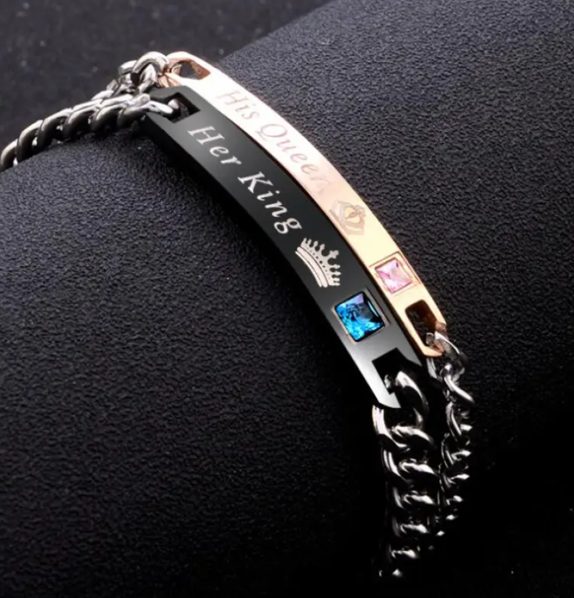 💎 Royal Heart & Crown Couples Bracelet