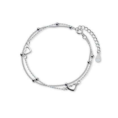 💎 Double Layer Silver Heart Bracelet