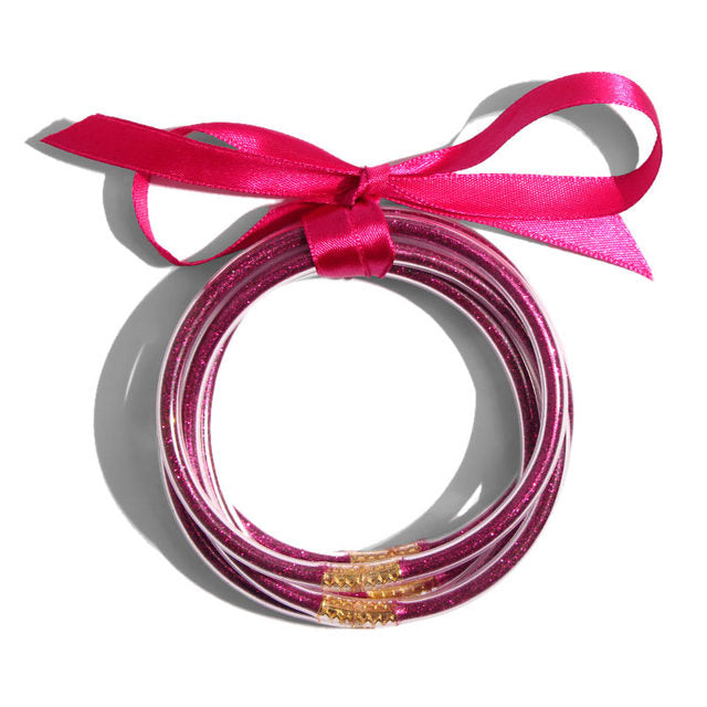 💎 Gold & Silver Glitter Bangle Set – 5 Pieces