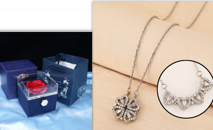 💎 Four-Leaf Clover & Heart Jewelry Set