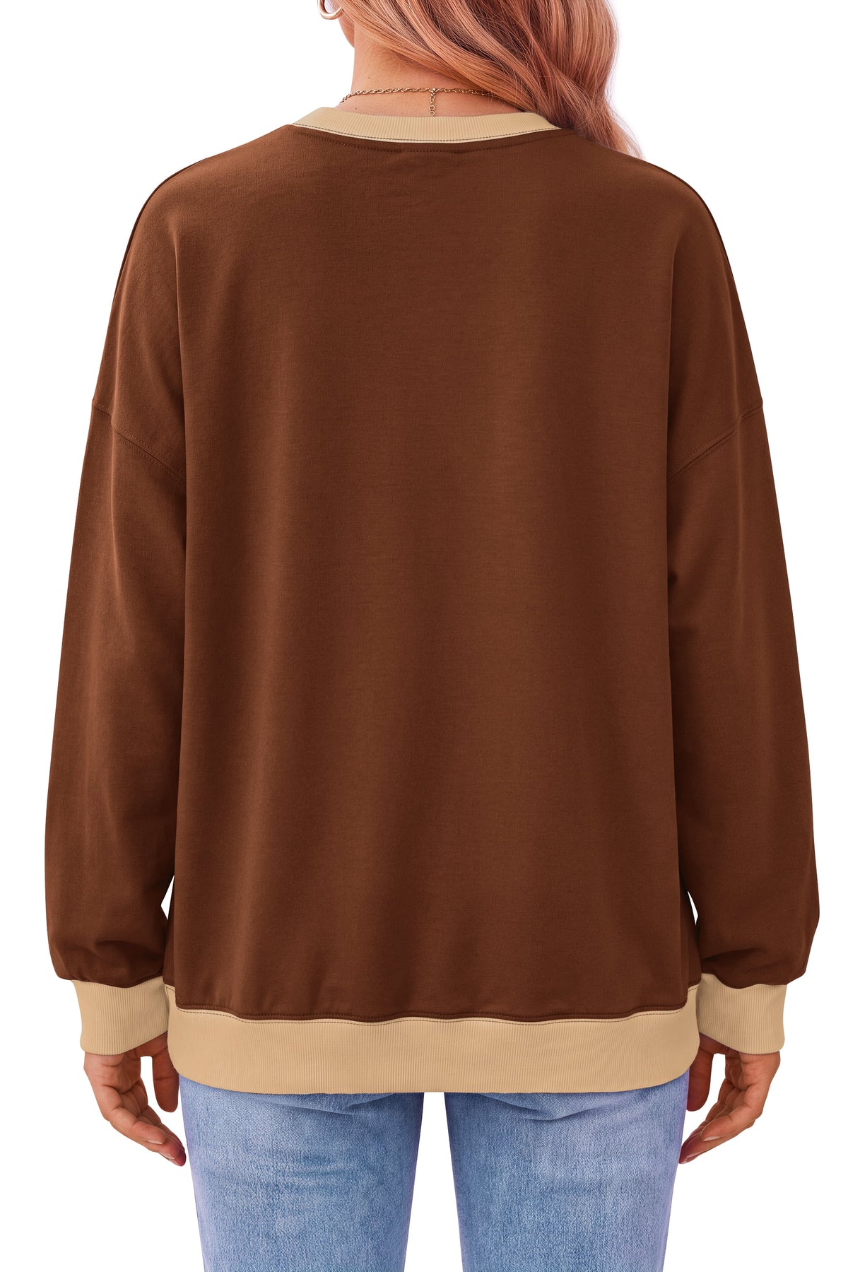 Color Block Sweatshirts for Women Crewneck Long Sleeve Oversized Pullover Tops Casual Fall Outfits