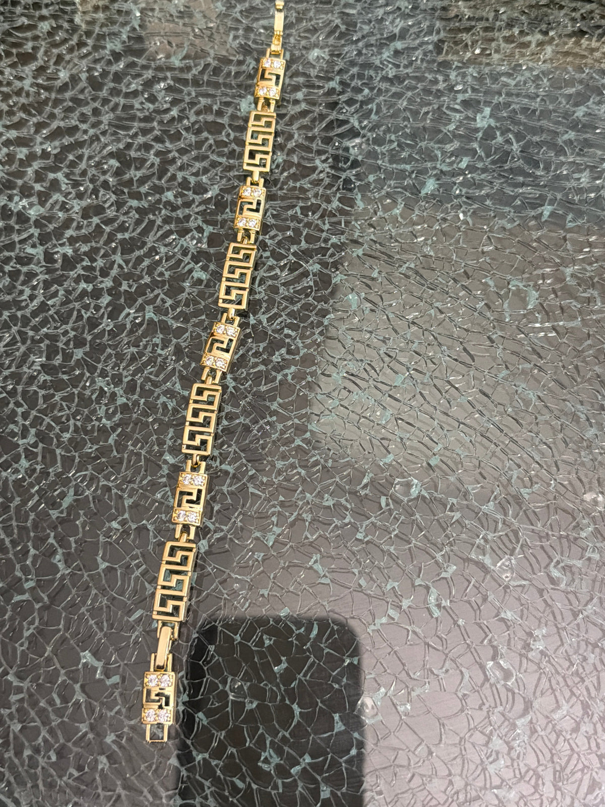 Maison Alti’s Golden Elegance Greek Key Crystal Bracelet — product image 5