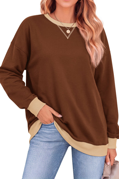 Color Block Sweatshirts for Women Crewneck Long Sleeve Oversized Pullover Tops Casual Fall Outfits