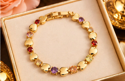 Maison Alti’s Rainbow Love Gold Heart & Crystal Bracelet — product image 3