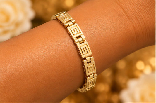 Maison Alti’s Golden Heritage Greek Key Link Bracelet