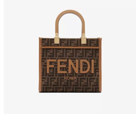🌀 Fendi Sunshine Small Brown FF Jacquard Fabric Bag