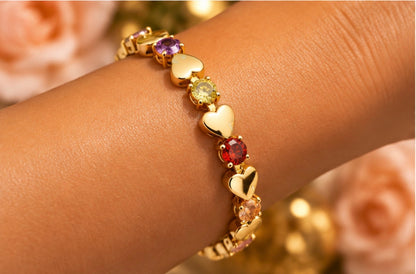 Maison Alti’s Rainbow Love Gold Heart & Crystal Bracelet — product image 2