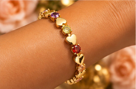 Maison Alti’s Rainbow Love Gold Heart & Crystal Bracelet — product image 2