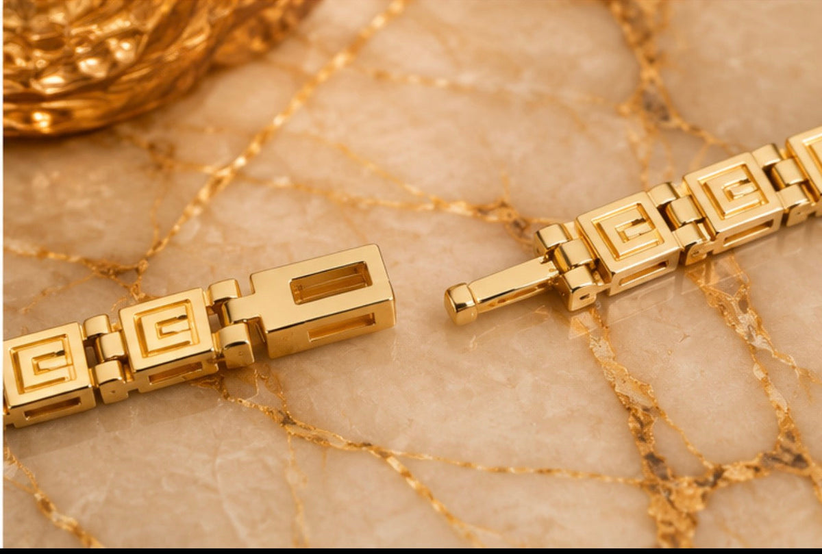 Maison Alti’s Golden Heritage Greek Key Link Bracelet — product image 4