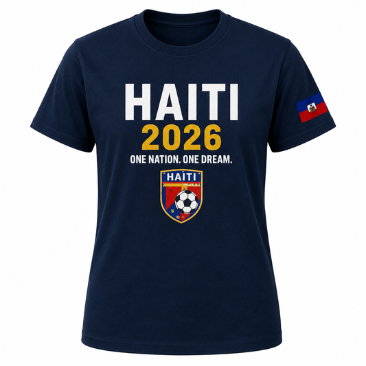 Haiti 2026 One Nation T-Shirt – Navy Haitian Pride Fan Tee