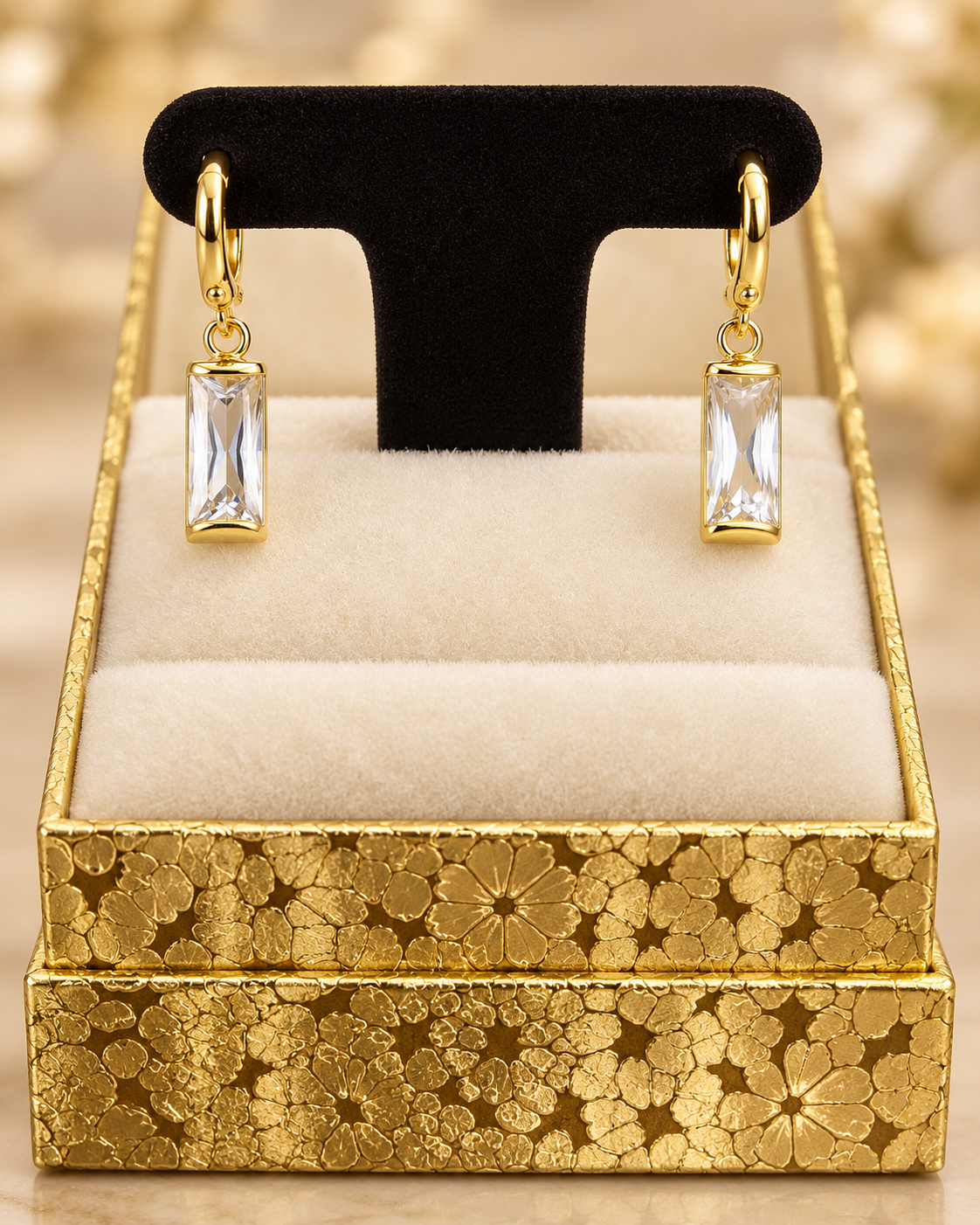 Maison Alti’s Crystal Radiance Rectangle Drop Earrings — product image 3