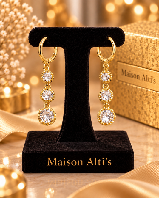 Maison Alti’s Triple Crystal Radiance Drop Earrings — product image 2