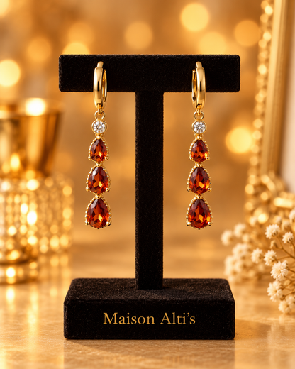 Maison Alti’s Autumn Amber Elegance Triple-Drop Earrings — product image 3