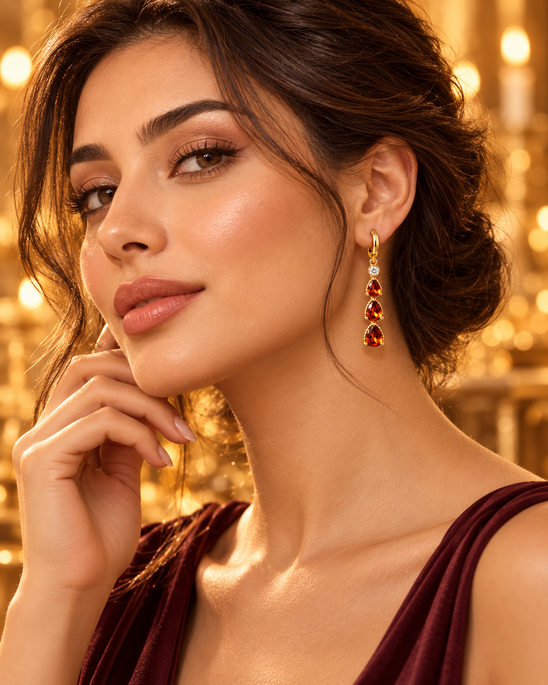 Maison Alti’s Autumn Amber Elegance Triple-Drop Earrings