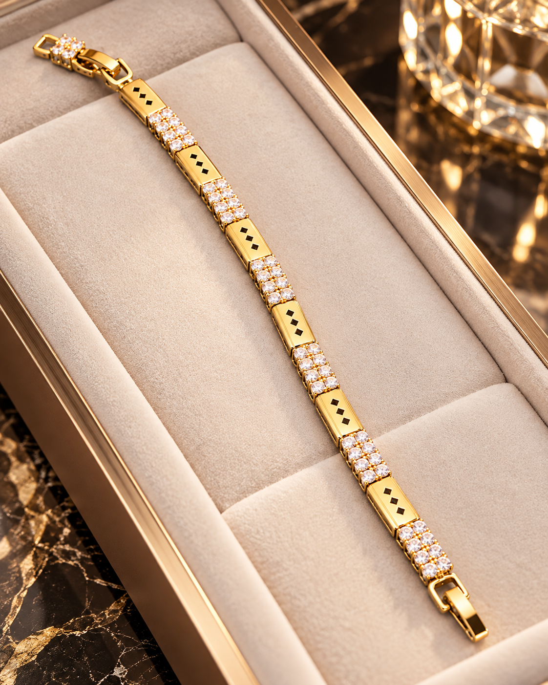 Maison Alti’s Golden Diamond Radiance Crystal Link Bracelet — product image 5