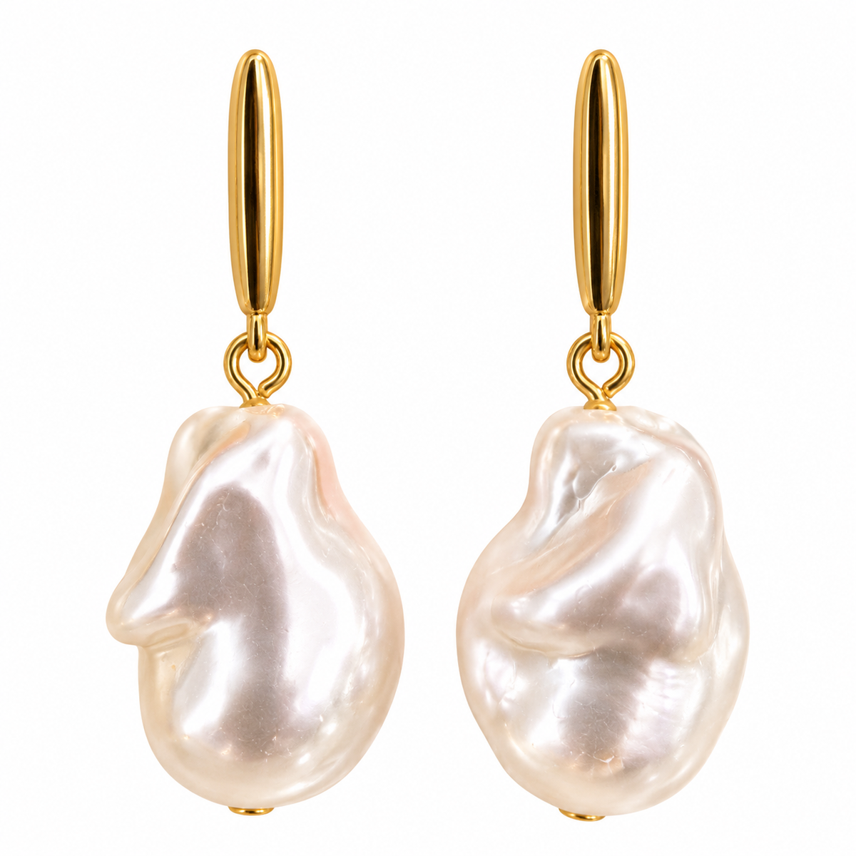 🛍️ Alti’s Baroque Pearl Necklace & Earrings Set – Gold & Ivory
