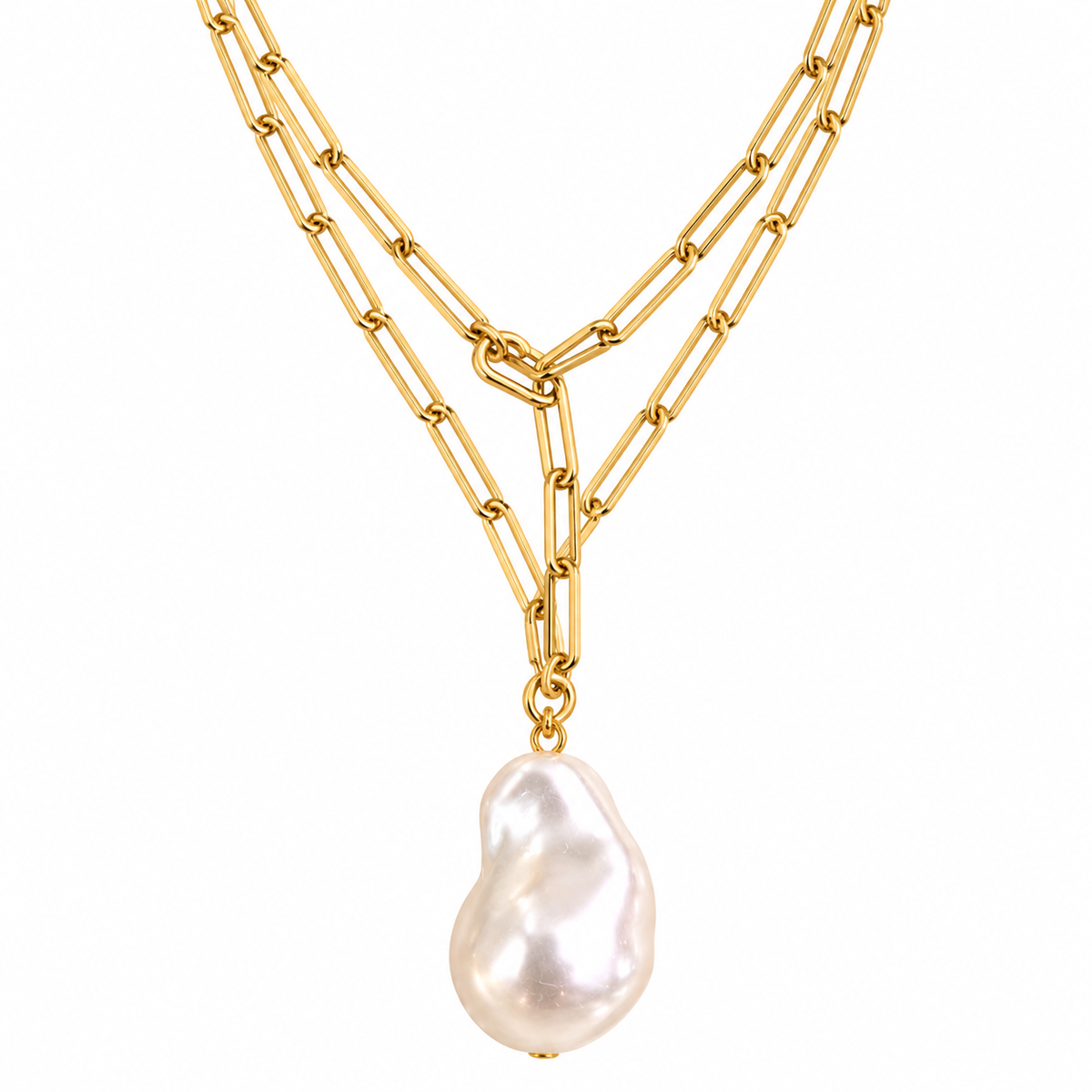 🛍️ Alti’s Baroque Pearl Necklace & Earrings Set – Gold & Ivory