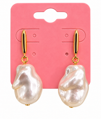 🛍️ Alti’s Baroque Pearl Necklace & Earrings Set – Gold & Ivory
