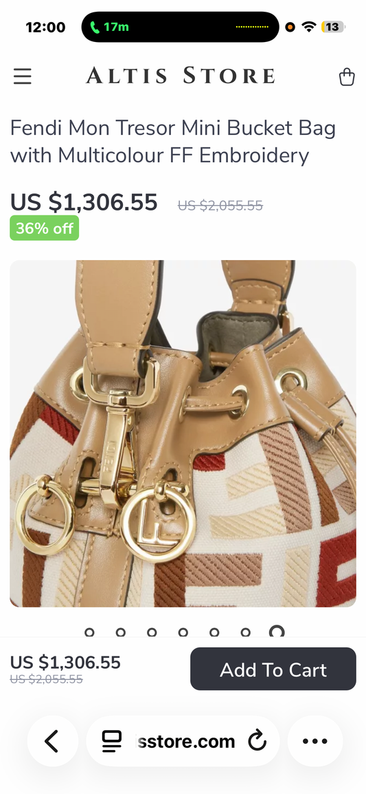 🌀 Fendi Mon Tresor Mini Bucket Bag with Multicolour FF Embroidery