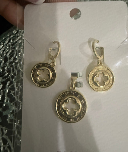 Alti’s Lucky Clover Pendant & Earrings Set actual product photograph
