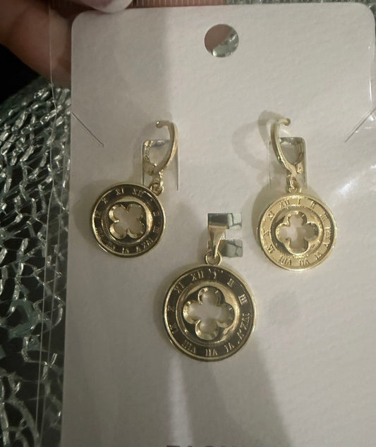 Alti’s Lucky Clover Pendant & Earrings Set actual product photograph